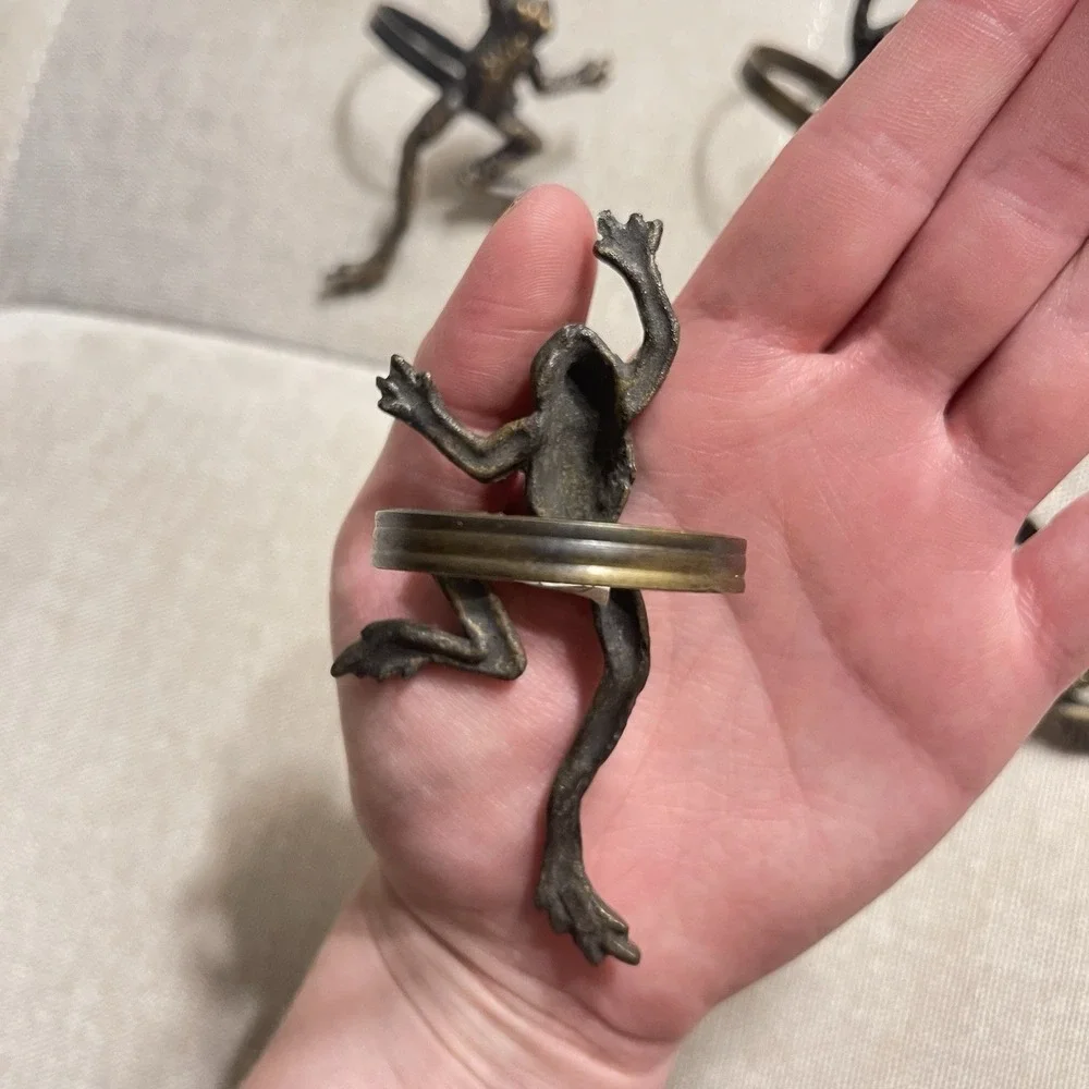 Vintage Metal Kanchan For Mango Lot Of 6 Metal Tree Frog Napkin Rings